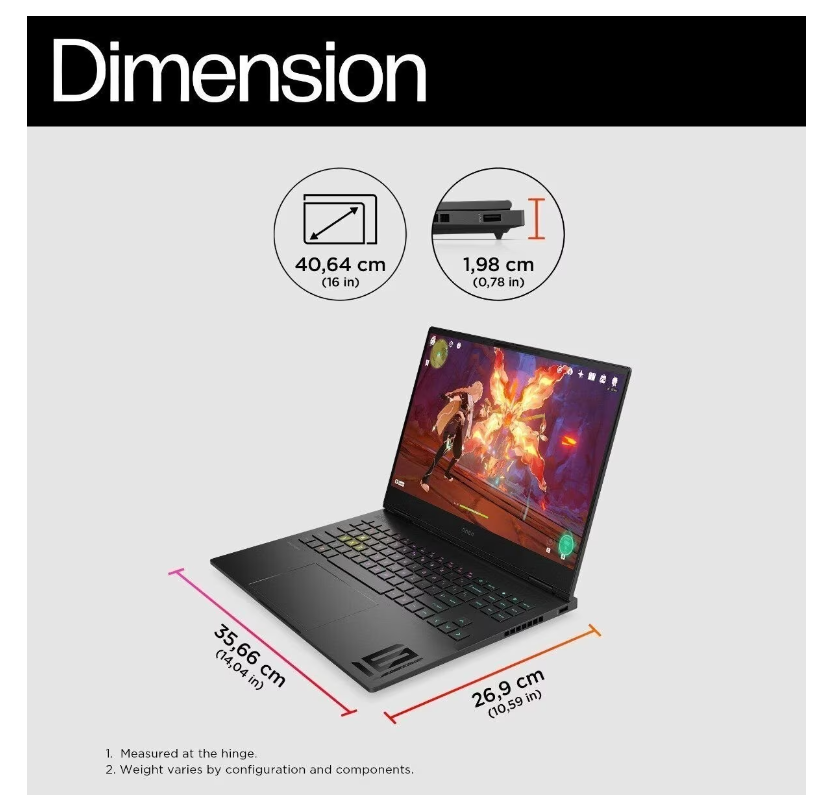 HP Omen 16" Transcend Dimensions